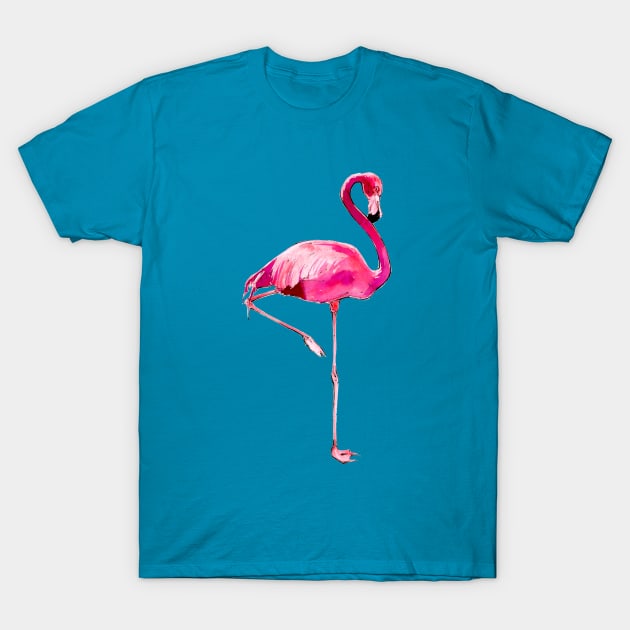 Watercolor Flamingo 3 T-Shirt by A.E. Kieren Illustration